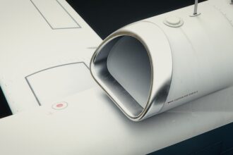 A close up of a white object on a table