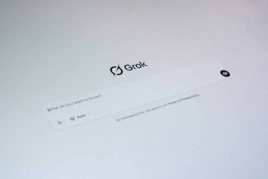 Grok ai interface with a question prompt