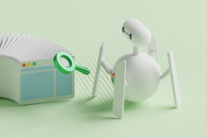 a small white person standing next to a small white object