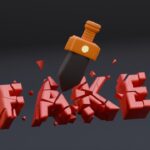 a pen is breaking through the word fake