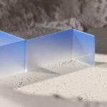a couple of blue boxes sitting on top of a table