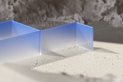 a couple of blue boxes sitting on top of a table