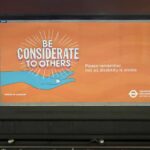 a sign on the side of a train