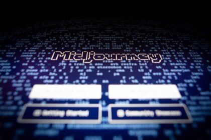 a close up of a computer screen with the words mid - journey on it