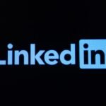 The linkedin logo on a dark background