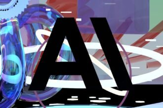 Bold 'ai' text with vibrant abstract digital elements