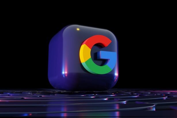 a close up of a computer keyboard with the google logo on it