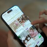 Person scrolling through online shopping on phone