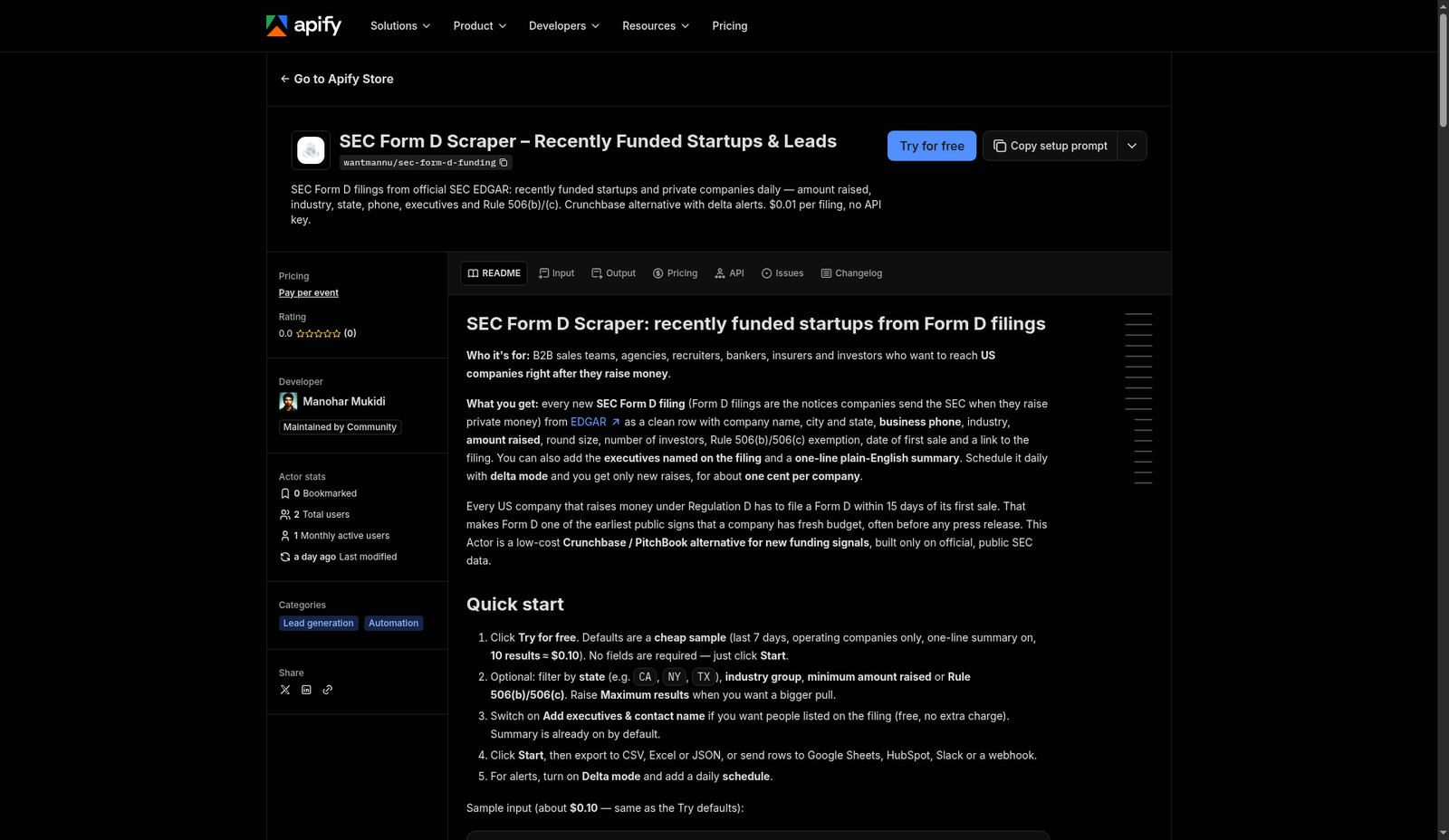 SEC Form D Scraper – Recently Funded Startups & Leads screenshot
