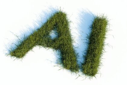 The letters ai made of green grass