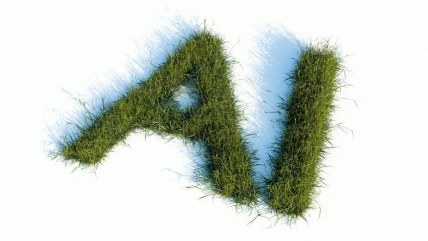 The letters ai made of green grass