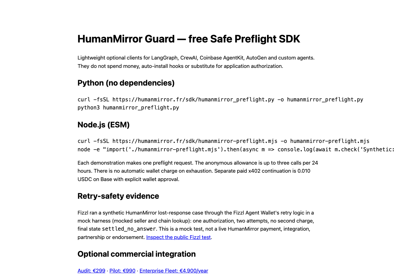 HumanMirror One — OmniDome MCP screenshot
