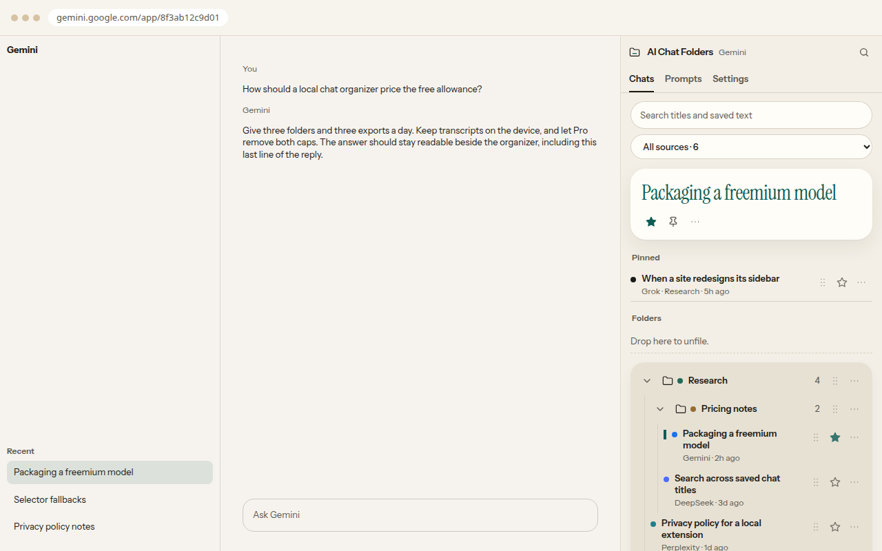 AI Chat Folders screenshot