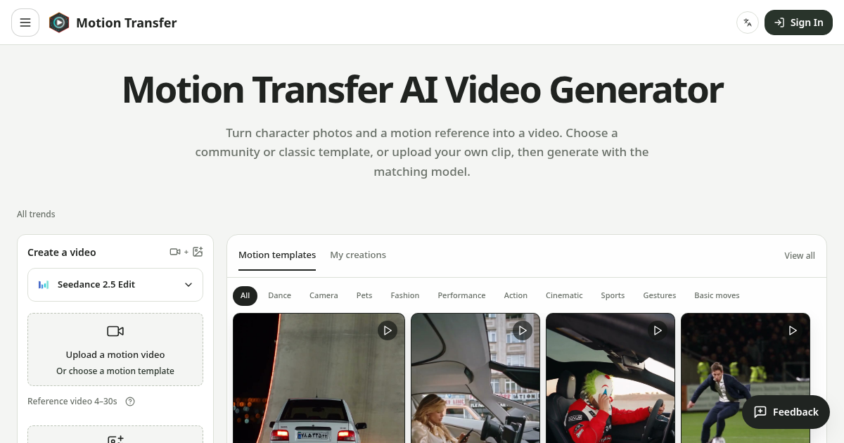 Motion Transfer screenshot